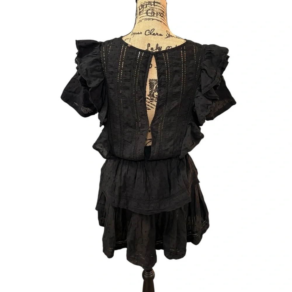 LoveShackFancy Natasha Heritage Mini Dress Cotton Ruffle Eyelet Size Medium - Picture 3 of 9